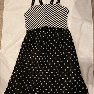 Black & White Dress Spaghetti Straps Cotton/Poly Small